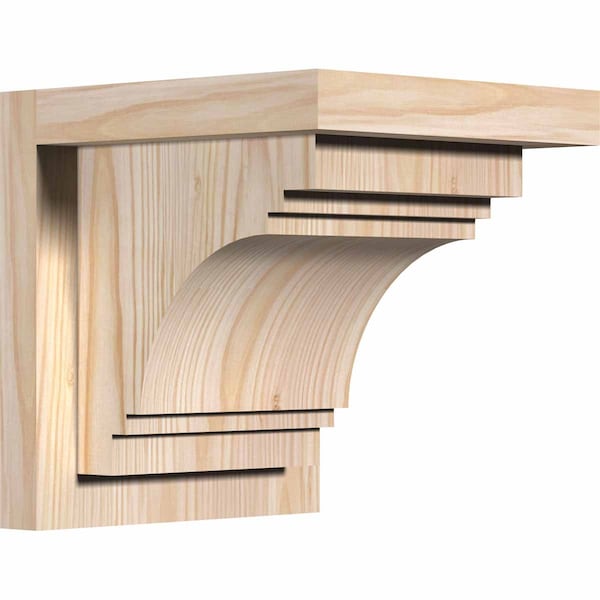 Ekena Millwork Pescadero Smooth Corbel w/Backplate, Douglas Fir, 7 1/2"W x 8"D x 8"H COR08X08X08PEC01SDF - main